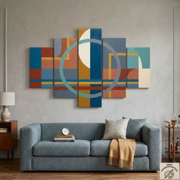 Bedroom Wall Art Paintings, Colorful Abstract Paintings, Geometric Modern Art, Hand Painted Acrylic Art