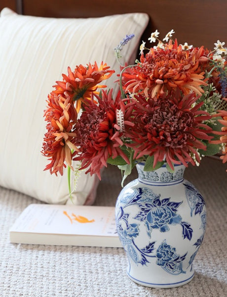Porcelain Flower Vases, Centerpiece Ceramic Bouquet Vases, Handmade Flower Vase, Vintage Flower Vases on Dining Table-Paintingforhome