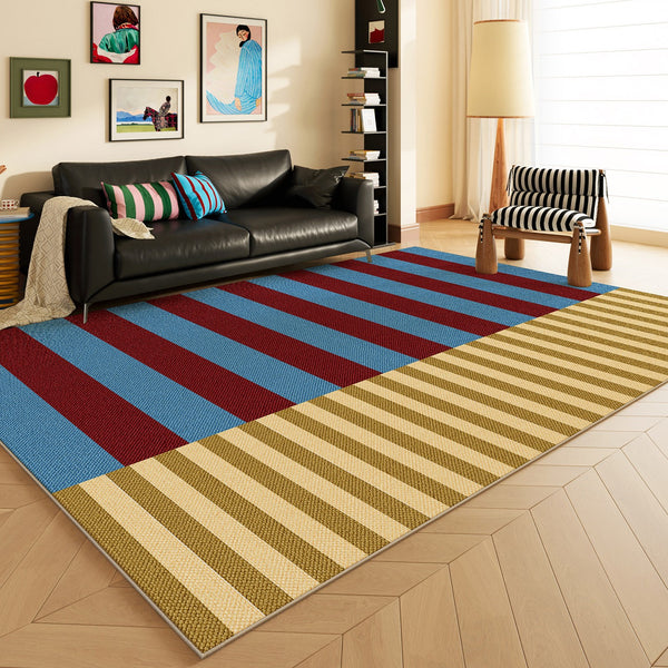 Modern Living Room Rug Ideas, Blue Mid Century Modern Rugs, Colorful Modern Rugs for Dining Room, Geometric Contemporary Area Rugs-Paintingforhome