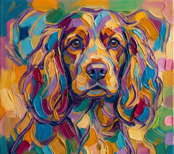 Cocker Spaniel Dog Portrait, Colorful Abstract Pet Portrait Painting, Hand Painted Canvas Art, Impasto Artwork, Small Art on Canvas, Original Acrylic Paintings, Heavy Texture Painting