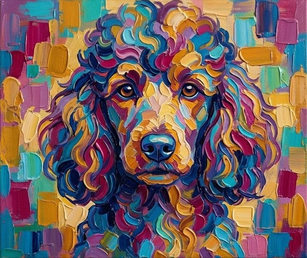 Colorful Abstract Pet Portrait Painting, Poodle Dog Portrait, Hand Painted Canvas Art, Impasto Artwork, Small Art on Canvas, Original Acrylic Paintings, Heavy Texture Painting