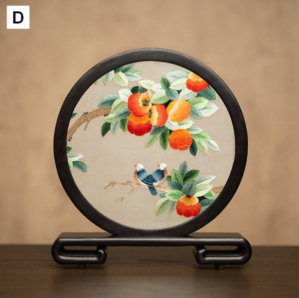 Exclusive Business Present, Flower and Bird Embroidered Decor, Unique Birthday Gift, Traditional Chinese Suzhou Embroidery Ornament, Premium Souvenir-Paintingforhome