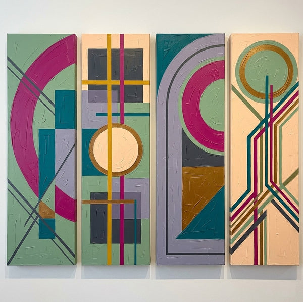 Hand Painted Canvas Art, Modern Contemporary Paintings, Multi Panel Wall Art Paintings, Geometric Abstract Artwork
