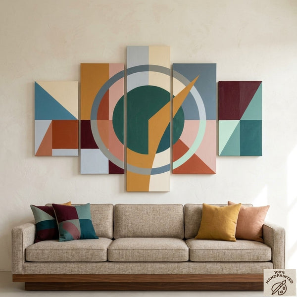 Living Room Wall Art Paintings, Geometric Modern Art, Hand Painted Acrylic Art, Colorful Abstract Paintings