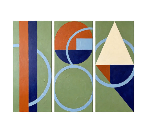 Oversized Group Paintings, Geometric Abstract Paintings, Multi Panel Canvas Art, Modern Paintings for Mid Century Living Room