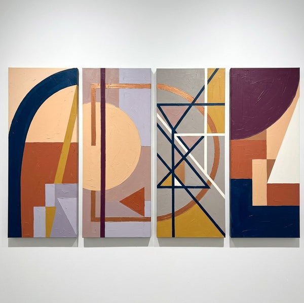 Original Contemporary Paintings, Hand Painted Canvas Art, Multi Panel Wall Art Paintings, Geometric Abstract Artwork