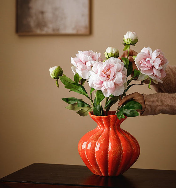 Handmade Water Holding Flower Vases, Modern Flower Vase Centerpiece on Table, Porcelain Flower Vases, Ceramic Bouquet Vases-Paintingforhome