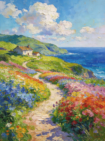 Serene Floral Path, A Luminous Landscape, Original Artwork Small Paintings, Hand Painted Canvas Art, Heavy Texture Wall Art Paintings, On Canvas Small Paintings-Paintingforhome