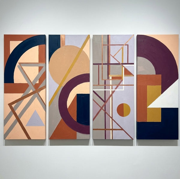 Large Contemporary Paintings, Hand Painted Canvas Art, Multi Panel Group Paintings, Original Geometric Abstract Art