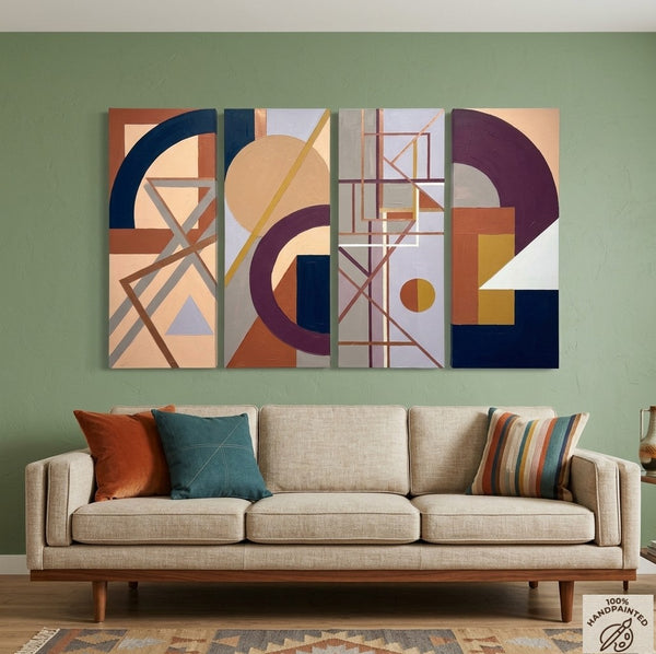 Large Contemporary Paintings, Hand Painted Canvas Art, Multi Panel Group Paintings, Original Geometric Abstract Art
