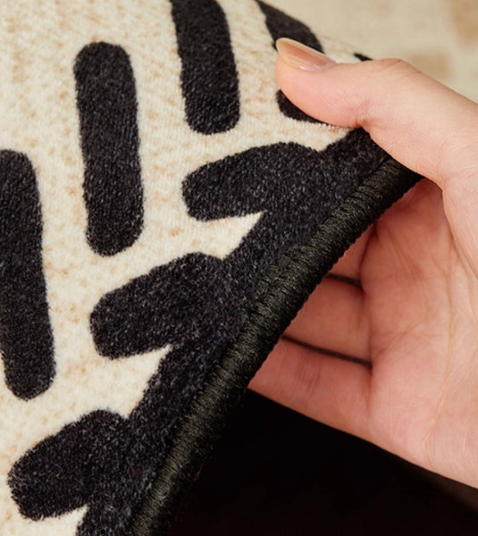 Mid Century Modern Rugs Next to Bed, Modern Rugs for Dining Room, Contemporary Rugs for Bedroom, Cream Modern Carpets for Living Room-Paintingforhome