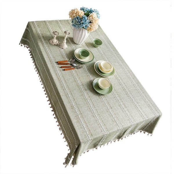 Rectangular Tablecloth for Sale, Modern Table Cloths for Dining Room, Kitchen Rectangular Table Covers, Farmhouse Green Cotton and Linen Table Cloth-Paintingforhome