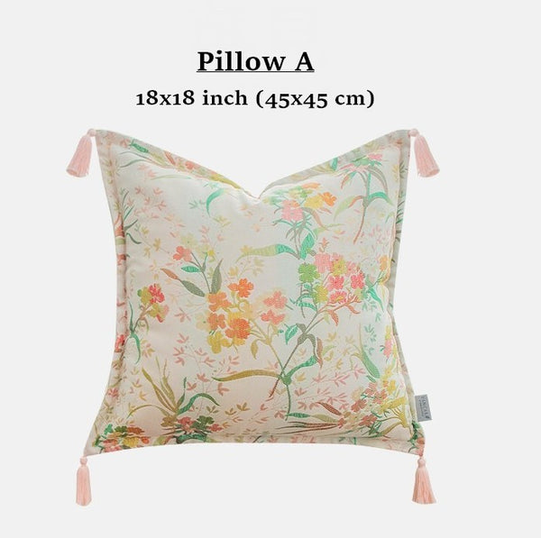 Living Room Decorative Pillows, Modern Decorative Cushions, Decorative Pillows for Bed, Decorative Pillow Arrangement Ideas for Interior Design, Embroidered Floral Bird Pattern Pillow Covers-Paintingforhome
