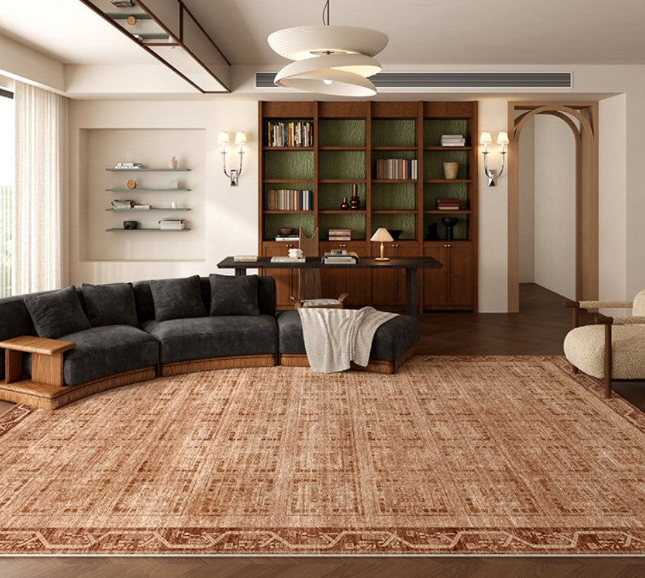 Large Abstract Rugs for Living Room, Mid Century Geometric Contemporary Modern Rugs Next to Bed, Large Modern Area Rugs-Paintingforhome