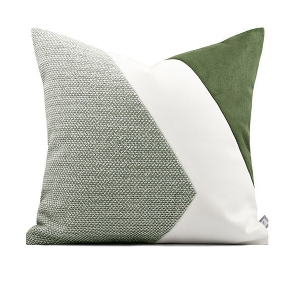 Green White Modern Pillows for Couch, Abstract Decorative Throw Pillows for Living Room, Large Modern Sofa Cushion, Decorative Pillow Covers-Paintingforhome