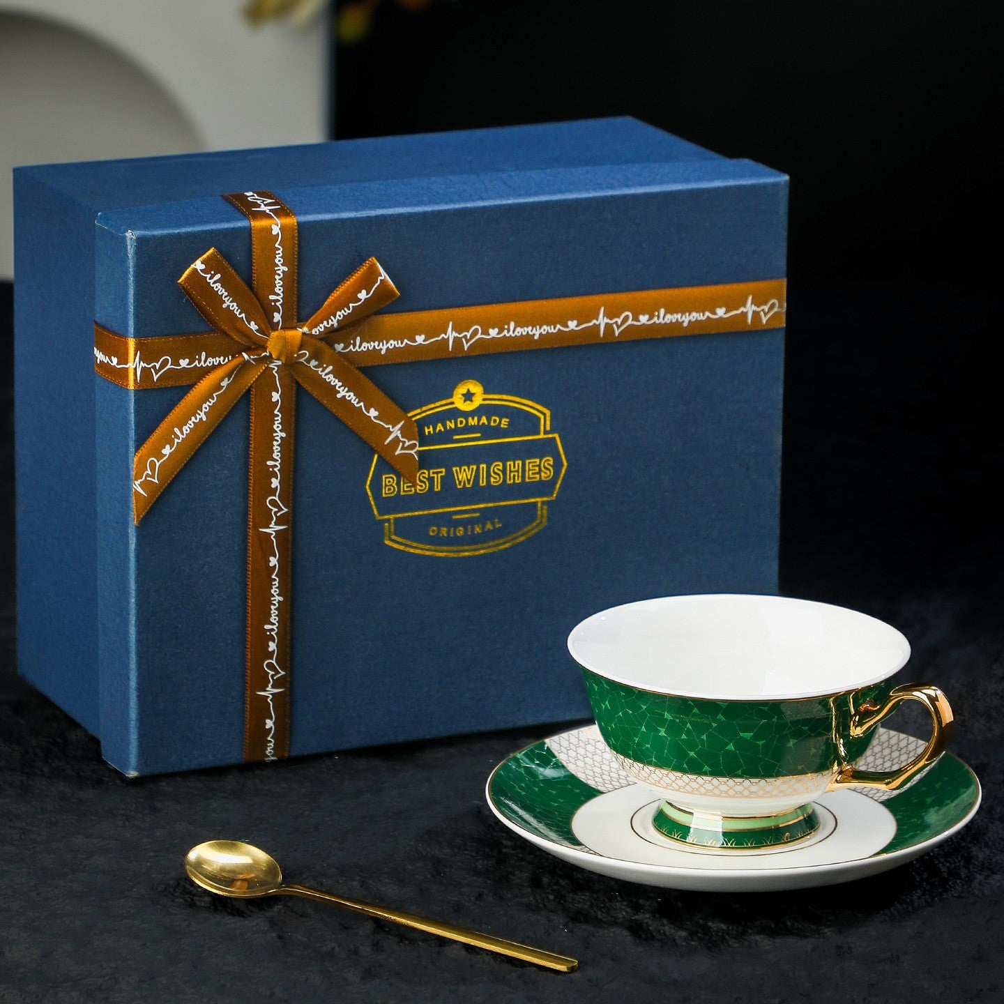 Elegant Green Coffee Cups British Royal Tea Cup, Classic Style Porcelain Tea And Coffee Mug