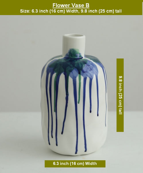 Handmade Water Holding Flower Vases, Modern Ceramic Flower Vases, Porcelain Bud Vases, Small Flower Vases on Table-Paintingforhome