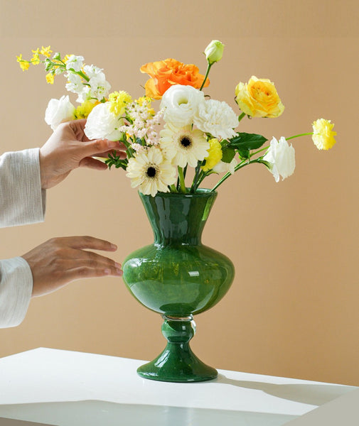 Contemporary Vase for Modern Home Decor, Unique Modern Glass Vase, Modern Glass Flower Vases, Handmade Liuli Vases, Centerpiece Vases on Table-Paintingforhome