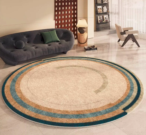 Modern Area Rugs under Coffee Table, Abstract Contemporary Round Rugs, Modern Rugs for Dining Room, Geometric Modern Rugs for Bedroom-Paintingforhome