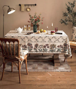 Farmhouse Table Cloth for Oval Table, Rustic Flower Pattern Linen Tablecloth for Kitchen Table, Modern Rectangle Tablecloth Ideas for Dining Room Table-Paintingforhome