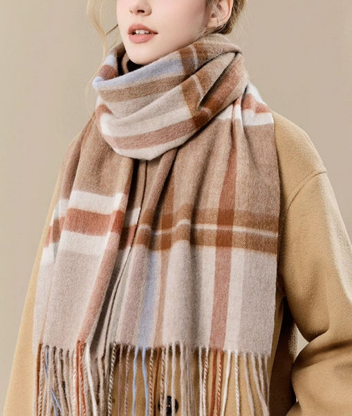 Checked Scarf Winter Wool Scarf, Soft Cashmere Scarf for Women, Elegant Wool Scarves, Warm Winter Scarf, Cold Weather Scarf, Holiday Scarf, Fashion Scarf, Christmas Gifts for Her-Paintingforhome