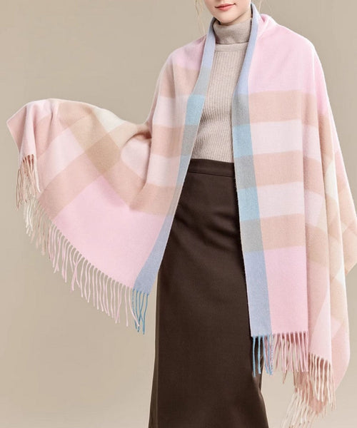 Large Wool Scarf, Soft Wool Scarf for Women, Checkered Fashion Scarf, Winter Shawl, Elegant Shawl, Warm Cape, Gifts for Her, Evening Wrap, Christmas Gift-Paintingforhome