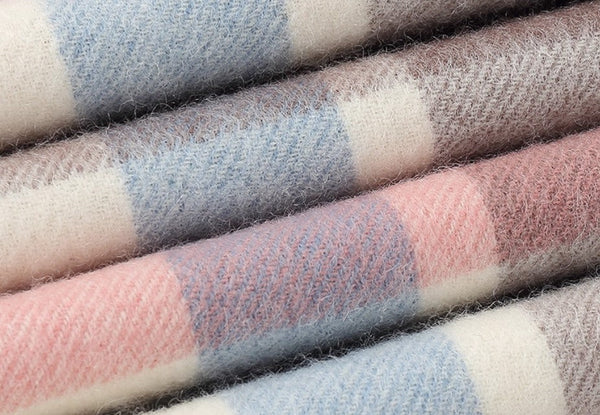 Large Wool Scarf, Soft Wool Scarf for Women, Checkered Fashion Scarf, Winter Shawl, Elegant Shawl, Warm Cape, Gifts for Her, Evening Wrap, Christmas Gift-Paintingforhome