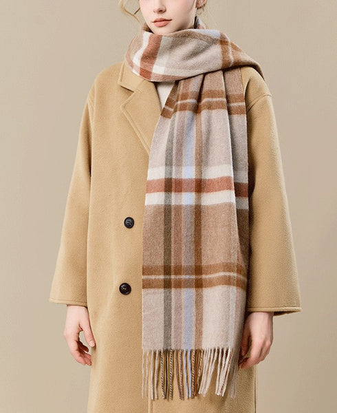 Checked Scarf Winter Wool Scarf, Soft Cashmere Scarf for Women, Elegant Wool Scarves, Warm Winter Scarf, Cold Weather Scarf, Holiday Scarf, Fashion Scarf, Christmas Gifts for Her-Paintingforhome