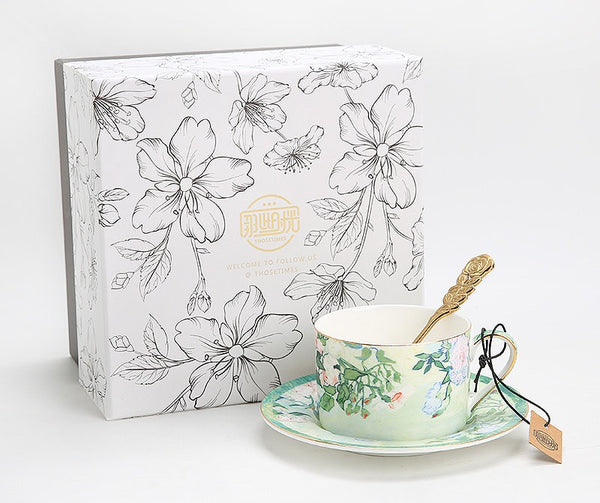Luxury Tea Cup Set, Elegant Coffee Cup, Porcelain Tea Saucer, Ceramic Tea Cup Set, British Tea Cup Set-Paintingforhome