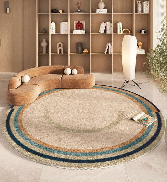 Modern Area Rugs under Coffee Table, Abstract Contemporary Round Rugs, Modern Rugs for Dining Room, Geometric Modern Rugs for Bedroom-Paintingforhome