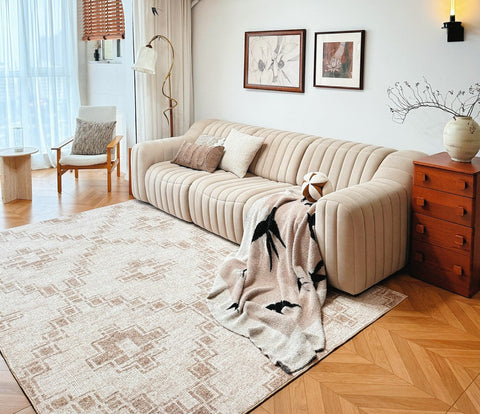 Modern Geometric Carpets for Bedroom, Contemporary Abstract Rugs under Dining Room Table, Modern Living Room Rug Placement Ideas-Paintingforhome