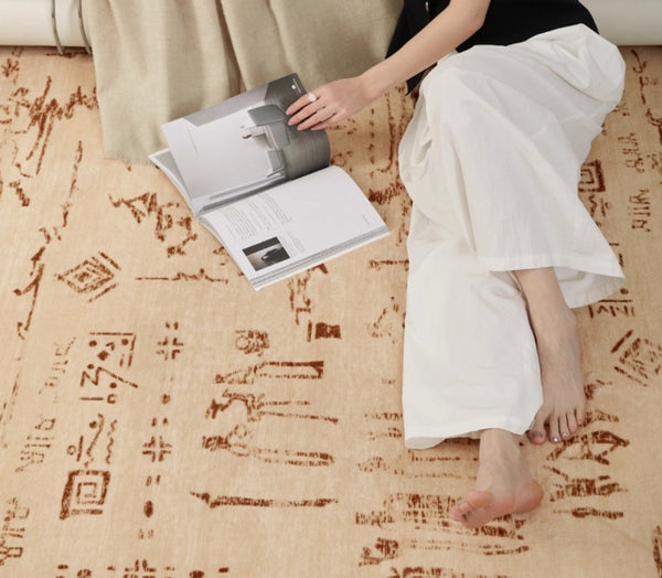 Geometric Contemporary Rugs, Abstract Contemporary Modern Rugs for Dining Room, Mid Century Modern Rugs for Living Room-Paintingforhome