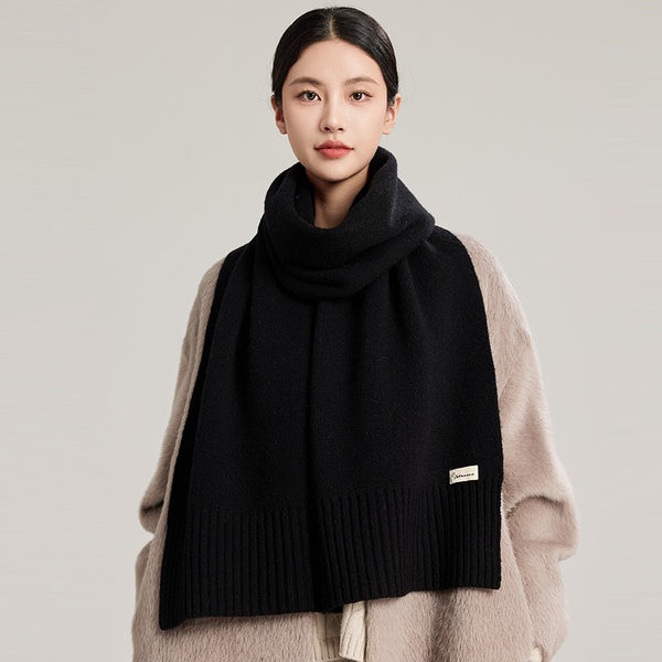 Soft Cashmere Scarf for Women, Casual Scarf for Women, Cold Weather Scarf, Fashion Designer Scarf, Black Winter Scarf, Modern Wool Scarf for Women-Paintingforhome