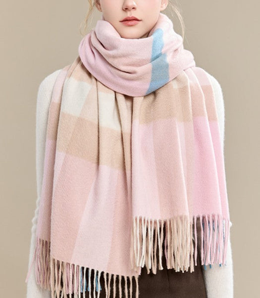 Large Wool Scarf, Soft Wool Scarf for Women, Checkered Fashion Scarf, Winter Shawl, Elegant Shawl, Warm Cape, Gifts for Her, Evening Wrap, Christmas Gift-Paintingforhome