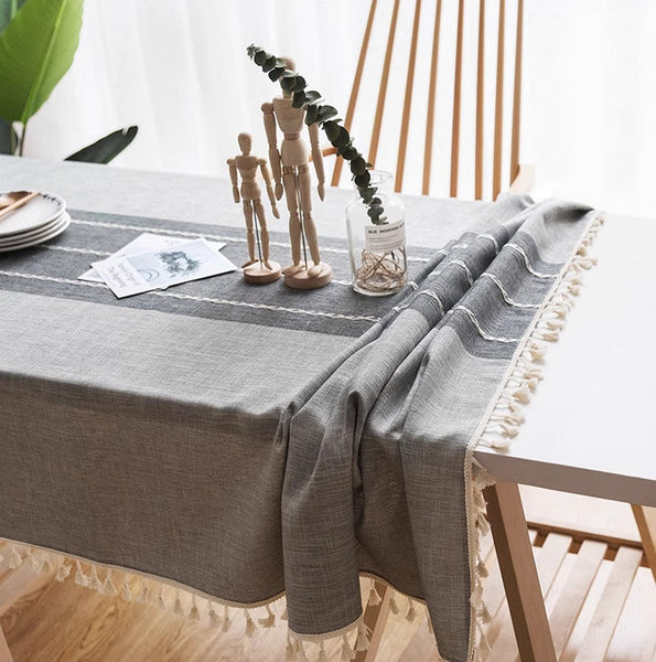 Large Rectangle Table Cover for Dining Room Table, Modern Rectangular Table Cloth for Oval Table, Cotton and Linen Tablecloth for Kitchen-Paintingforhome
