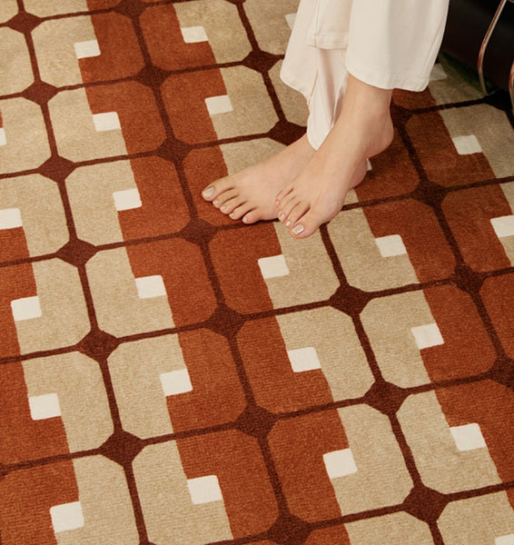 Abstract Contemporary Round Rugs, Modern Rugs under Coffee Table, Modern Rugs for Dining Room, Geometric Modern Rugs for Bedroom-Paintingforhome