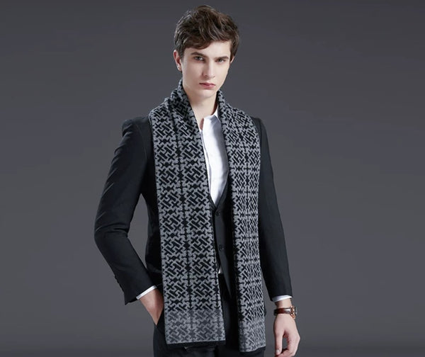 Modern Business Wool Scarf for Gentleman, Soft Casual Scarf Men, Men's Winter Wool Scarf, Formal Men Scarf Styles, Men's Winter Scarves, Thick Wool Scarf for Men