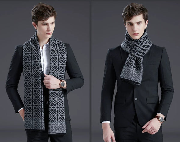 Modern Business Wool Scarf for Gentleman, Soft Casual Scarf Men, Men's Winter Wool Scarf, Formal Men Scarf Styles, Men's Winter Scarves, Thick Wool Scarf for Men