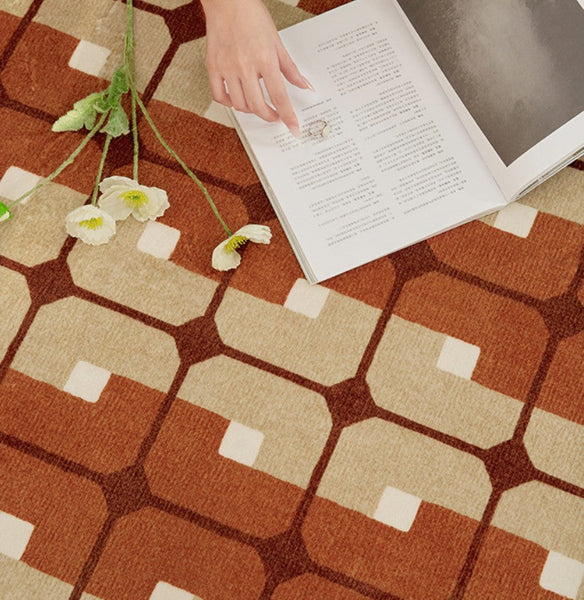 Abstract Contemporary Round Rugs, Modern Rugs under Coffee Table, Modern Rugs for Dining Room, Geometric Modern Rugs for Bedroom-Paintingforhome