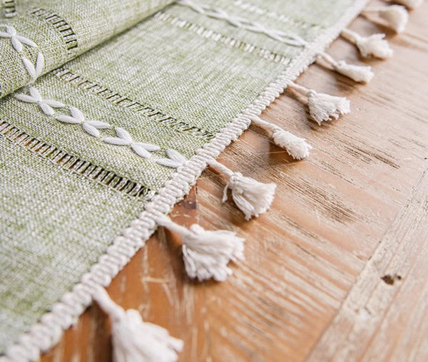 Rectangular Tablecloth for Sale, Modern Table Cloths for Dining Room, Kitchen Rectangular Table Covers, Farmhouse Green Cotton and Linen Table Cloth-Paintingforhome