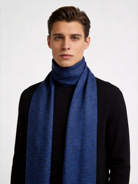 Luxury Blue Silk Neck Scarf, Silk Scarf For Suit, Formal Wear Silk Scarf, Silk Ascot For Men, British Style Long Scarf, Business Silk Scarf Men, Mens Spring Autumn Scarf, Lightweight Silk Scarf Men