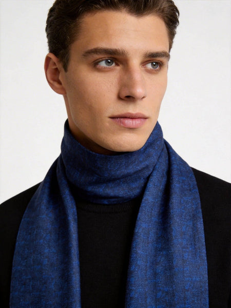 Luxury Blue Silk Neck Scarf, Silk Scarf For Suit, Formal Wear Silk Scarf, Silk Ascot For Men, British Style Long Scarf, Business Silk Scarf Men, Mens Spring Autumn Scarf, Lightweight Silk Scarf Men