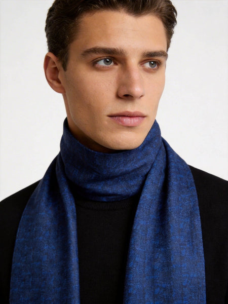 Luxury Blue Silk Neck Scarf, Silk Scarf For Suit, Formal Wear Silk Scarf, Silk Ascot For Men, British Style Long Scarf, Business Silk Scarf Men, Mens Spring Autumn Scarf, Lightweight Silk Scarf Men-Paintingforhome