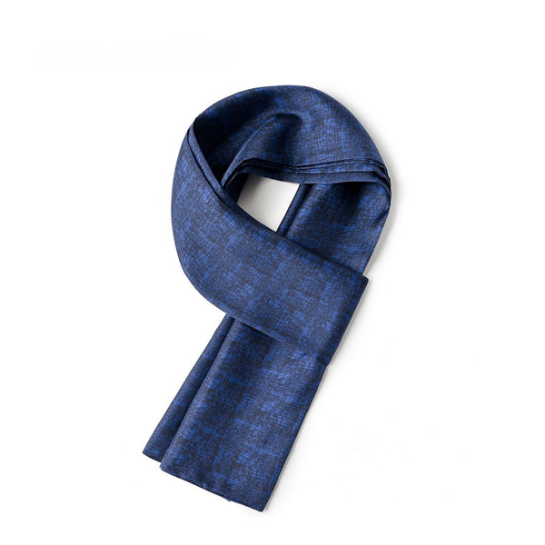 Luxury Blue Silk Neck Scarf, Silk Scarf For Suit, Formal Wear Silk Scarf, Silk Ascot For Men, British Style Long Scarf, Business Silk Scarf Men, Mens Spring Autumn Scarf, Lightweight Silk Scarf Men