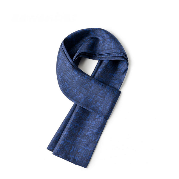 Luxury Blue Silk Neck Scarf, Silk Scarf For Suit, Formal Wear Silk Scarf, Silk Ascot For Men, British Style Long Scarf, Business Silk Scarf Men, Mens Spring Autumn Scarf, Lightweight Silk Scarf Men-Paintingforhome