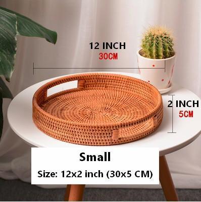 Rattan Round Basket with Handle, Storage Baskets for Kitchen, Woven Storage Baskets, Rattan Storage Basket-Paintingforhome