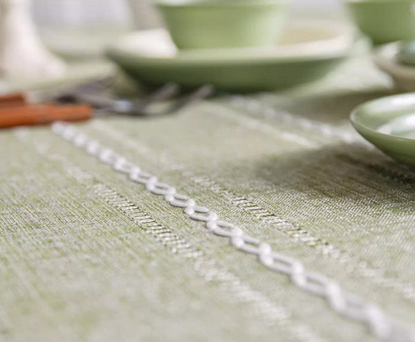 Kitchen Rectangular Table Covers, Rectangular Tablecloth for Sale, Modern Table Cloths for Dining Room, Farmhouse Green Cotton and Linen Table Cloth-Paintingforhome