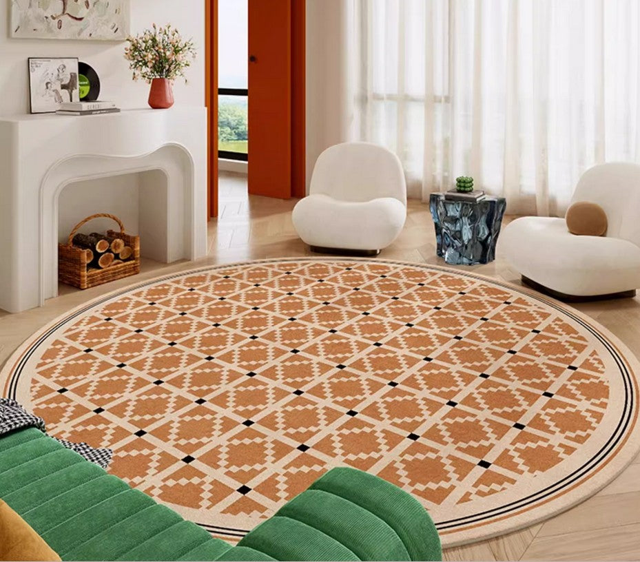 Geometric Modern Rug Ideas for Living Room, Circular Modern Rugs for Bathroom, Modern Rugs for Children's Room, Mid Century Modern Round Rugs for Dining Room-Paintingforhome