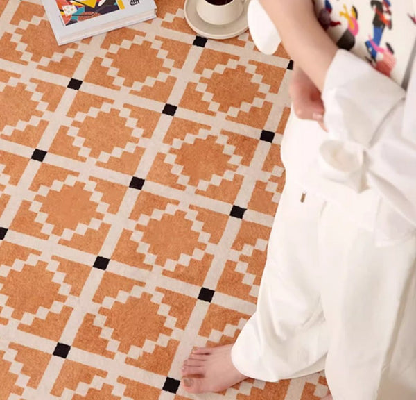 Geometric Modern Rug Ideas for Living Room, Circular Modern Rugs for Bathroom, Modern Rugs for Children's Room, Mid Century Modern Round Rugs for Dining Room-Paintingforhome