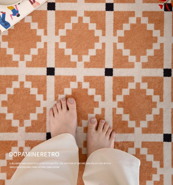 Geometric Modern Rug Ideas for Living Room, Circular Modern Rugs for Bathroom, Modern Rugs for Children's Room, Mid Century Modern Round Rugs for Dining Room-Paintingforhome